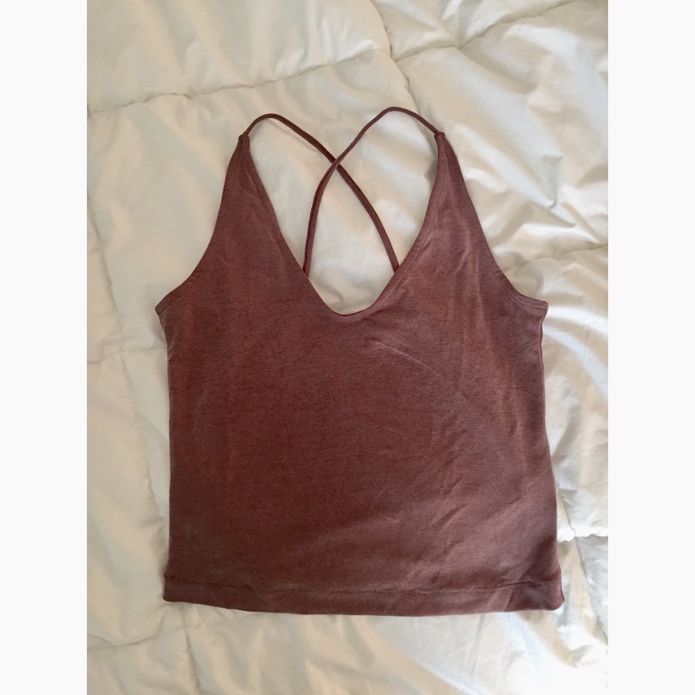 PACSUN cropped deep v tank cross back